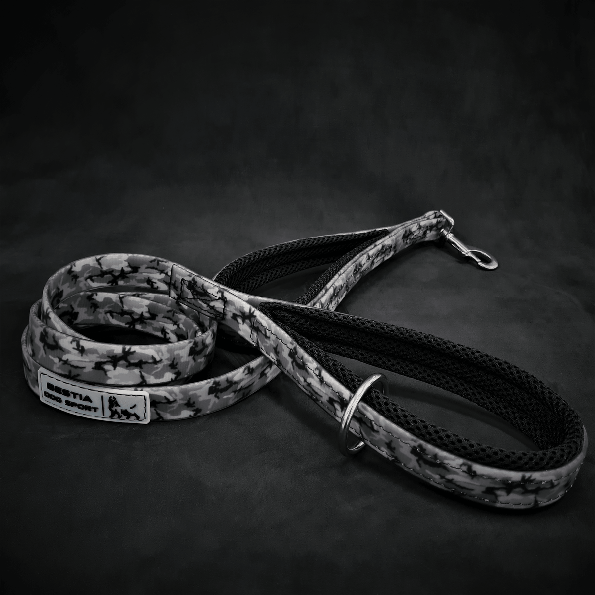 BESTIA DOG SPORT dual handle leash grey camo