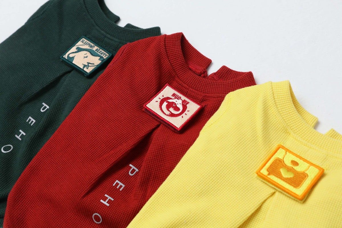 Embroidery Waffle T-Shirt - Yellow