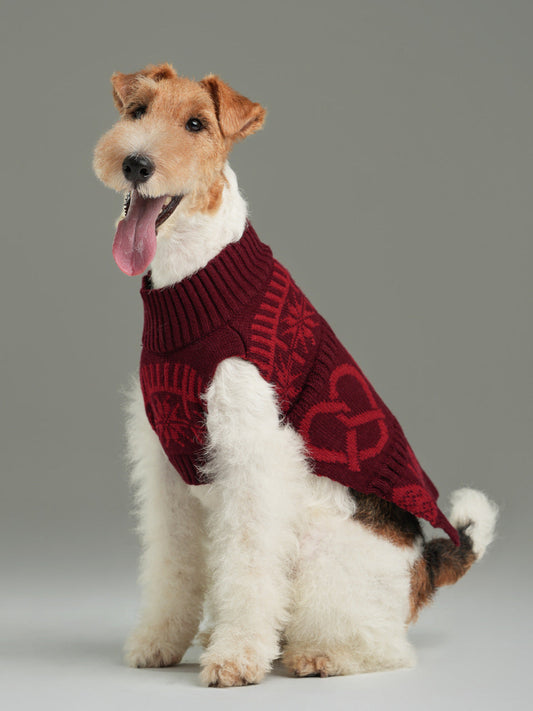 Pretzel Pet Sweater - Burgundy Red