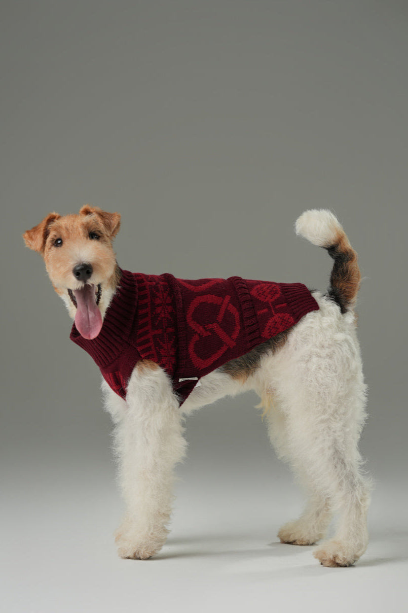 Pretzel Pet Sweater - Burgundy Red