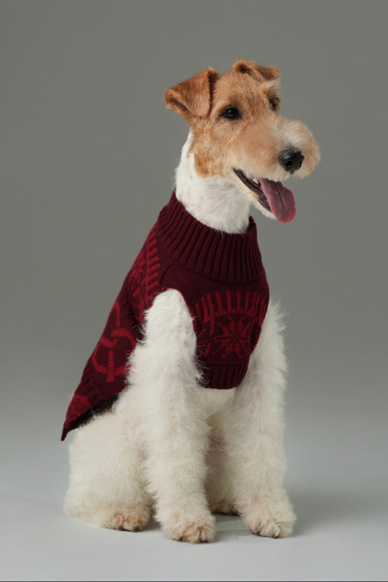 Pretzel Pet Sweater - Burgundy Red